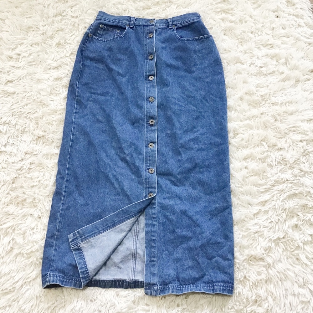 Vintage 90’s High Waist Denim Maxi Skirts